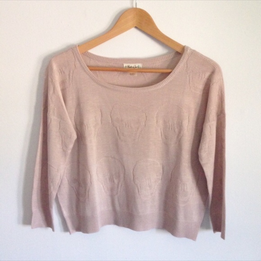 Belle du Jour Pink Skull Sweater Small
